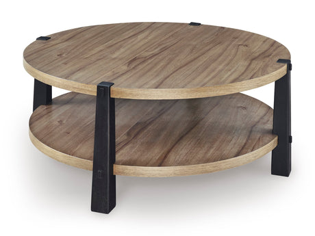 Light Brown and Black Coffee Table and End Table Set — product image 2