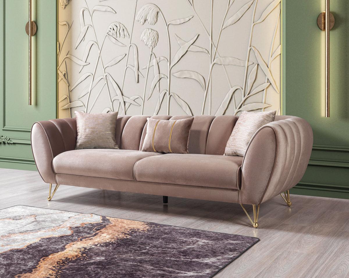 Bianka Coffee Velvet Sofa & Loveseat - Ella Furniture