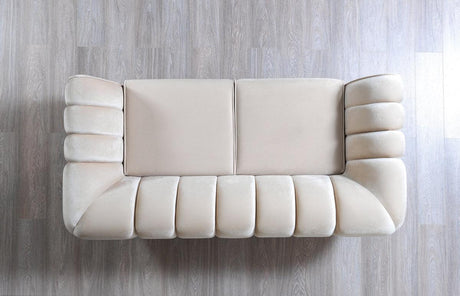 Bianka Ivory Velvet Sofa & Loveseat - Ella Furniture