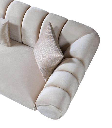 Bianka Ivory Velvet Sofa & Loveseat - Ella Furniture
