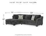 Biddeford Shadow 2-Piece Sectional With Ottoman - Ella Furniture