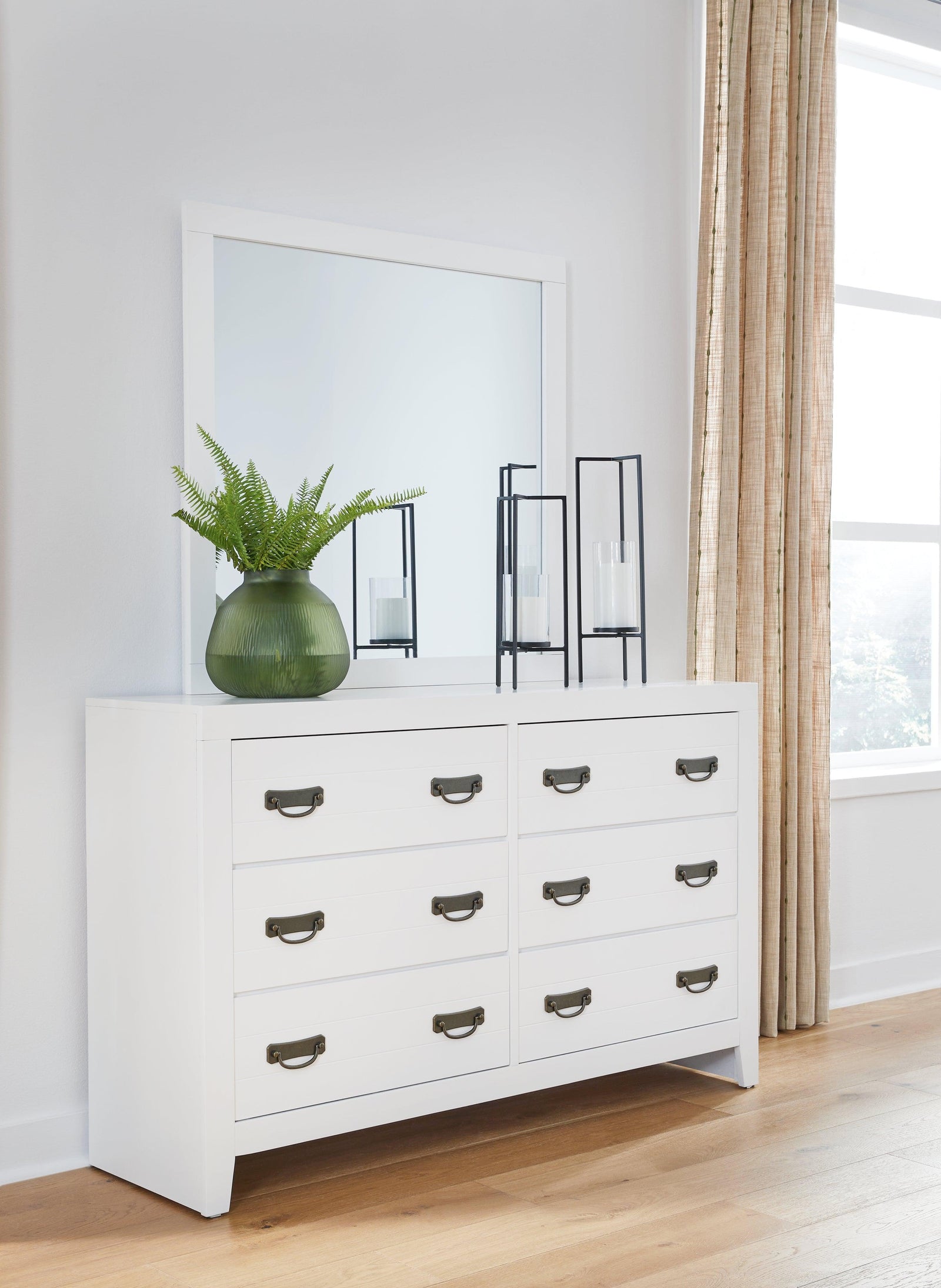 Binterglen White Dresser And Mirror - Ella Furniture
