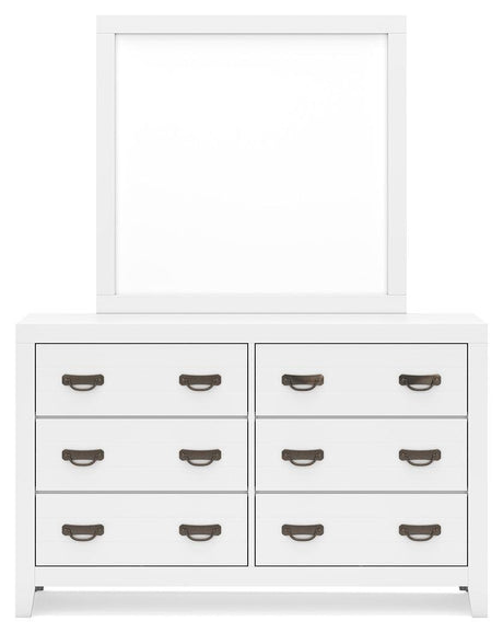 Binterglen White Dresser And Mirror - Ella Furniture