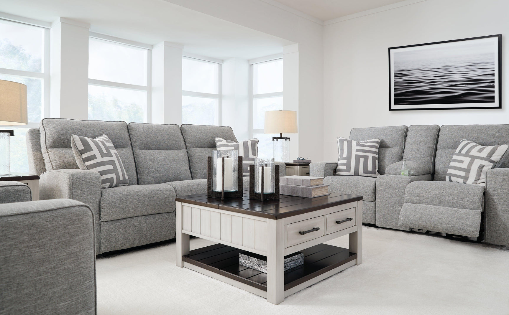 Biscoe Pewter Sofa And Loveseat - Ella Furniture