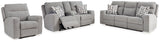 Biscoe Pewter Sofa, Loveseat And Recliner - Ella Furniture