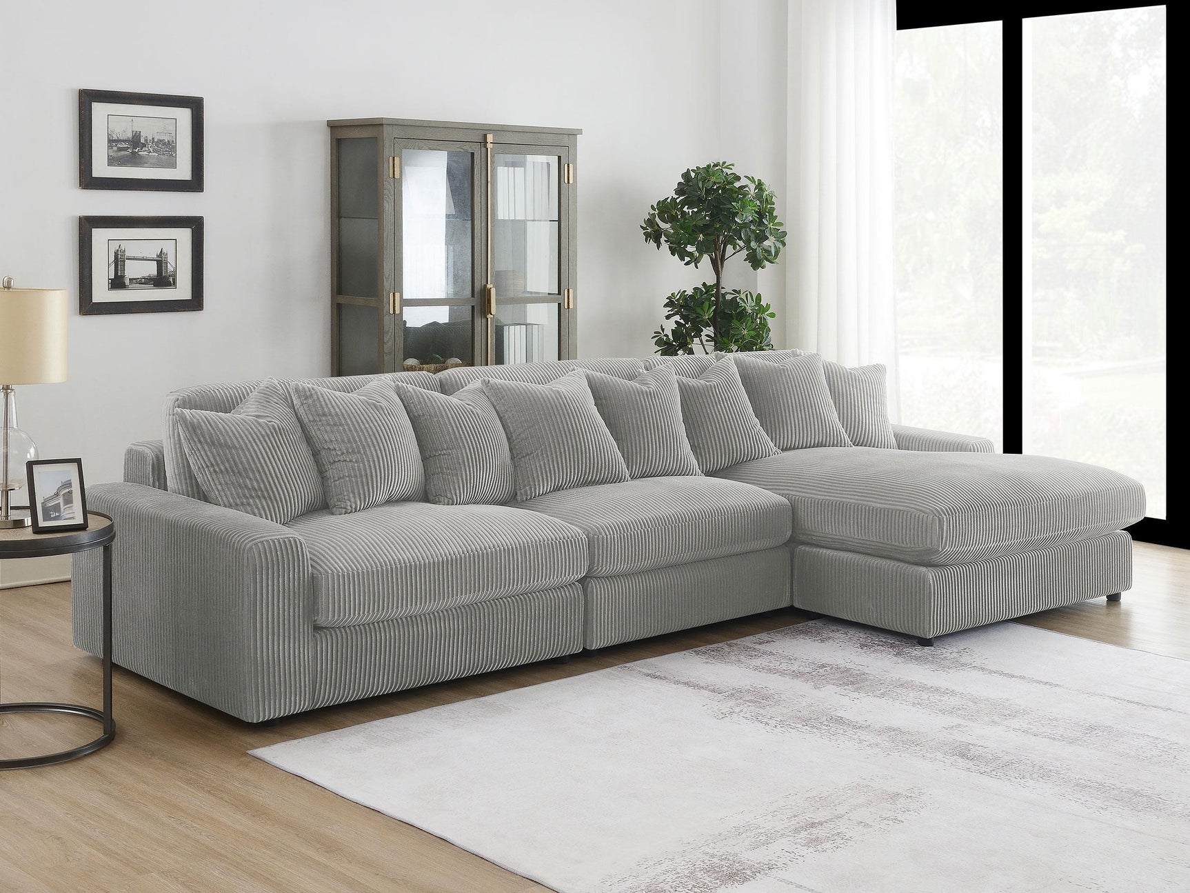 Blaine Blaine Upholstered Reversible Chaise Sectional Sofa Fog 509900-SET - Ella Furniture