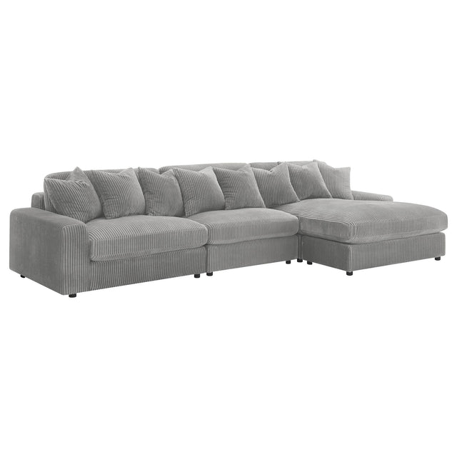 Blaine Blaine Upholstered Reversible Sectional Sofa Set With Amrless Chair Fog 509900-Set - Ella Furniture