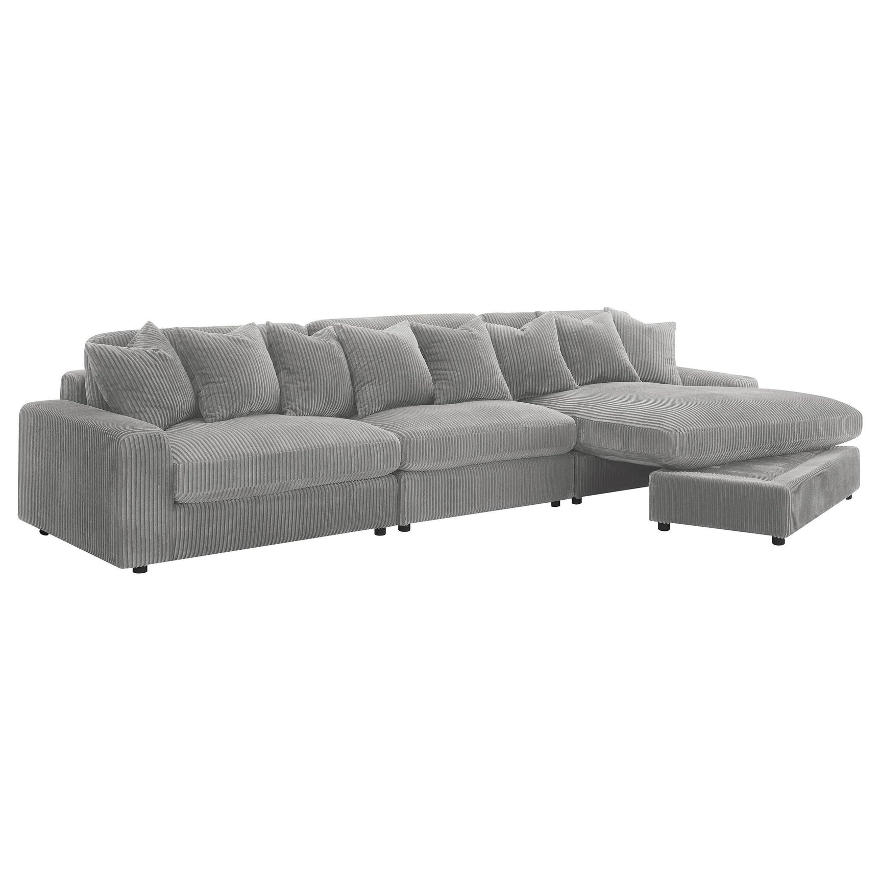 Blaine Blaine Upholstered Reversible Sectional Sofa Set With Amrless Chair Fog 509900-Set - Ella Furniture