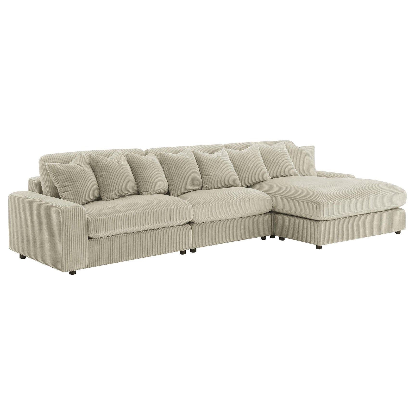 Blaine Blaine Upholstered Reversible Sectional Sofa Set With Amrless Chair Sand 509899-Set - Ella Furniture