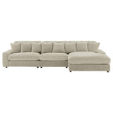 Blaine Blaine Upholstered Reversible Sectional Sofa Set With Amrless Chair Sand 509899-Set - Ella Furniture