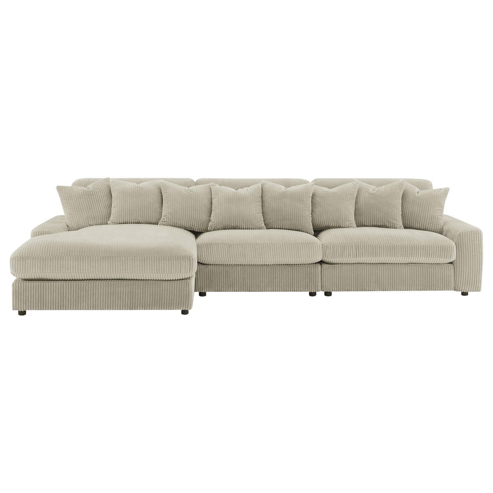 Blaine Blaine Upholstered Reversible Sectional Sofa Set With Amrless Chair Sand 509899-Set - Ella Furniture