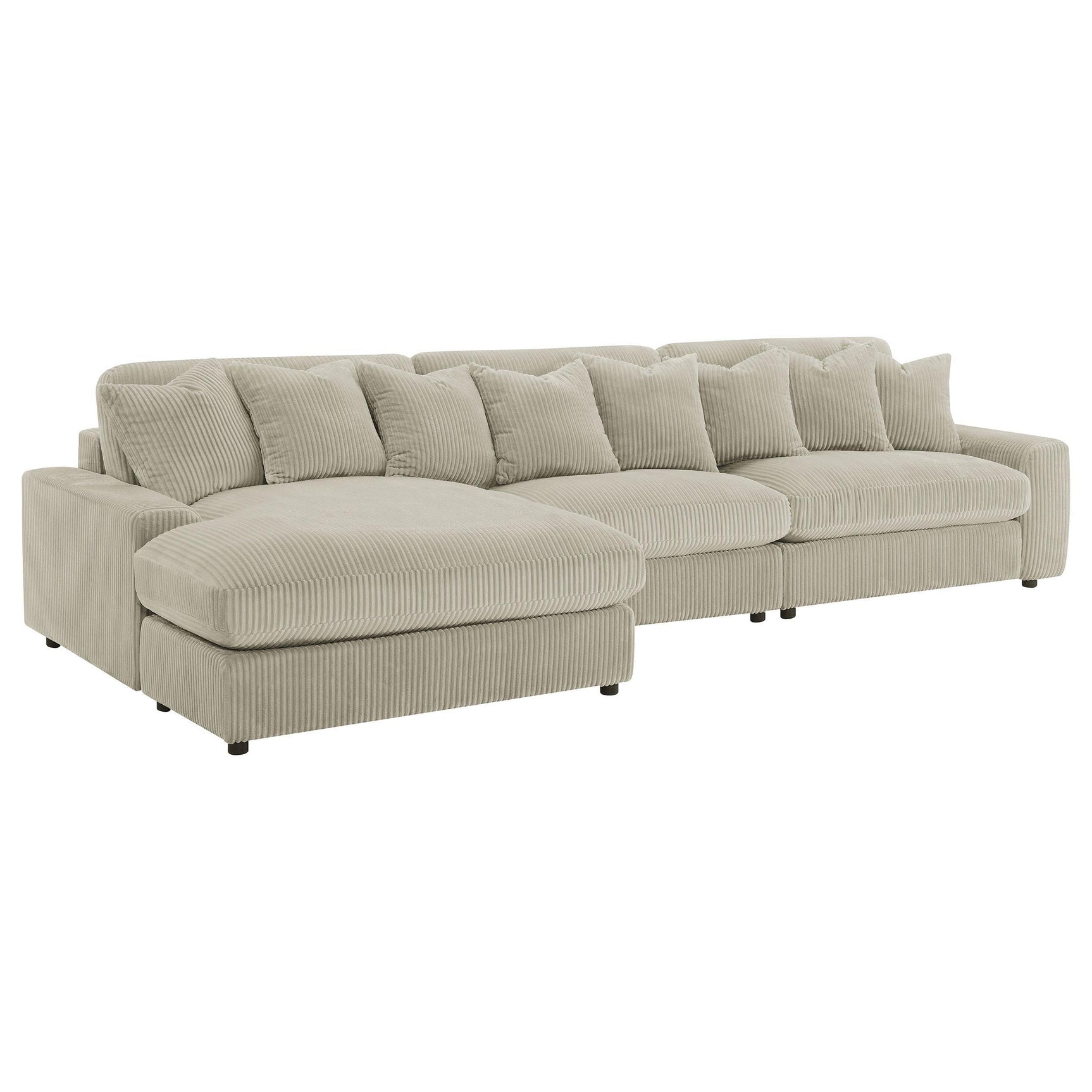 Blaine Blaine Upholstered Reversible Sectional Sofa Set With Amrless Chair Sand 509899-Set - Ella Furniture