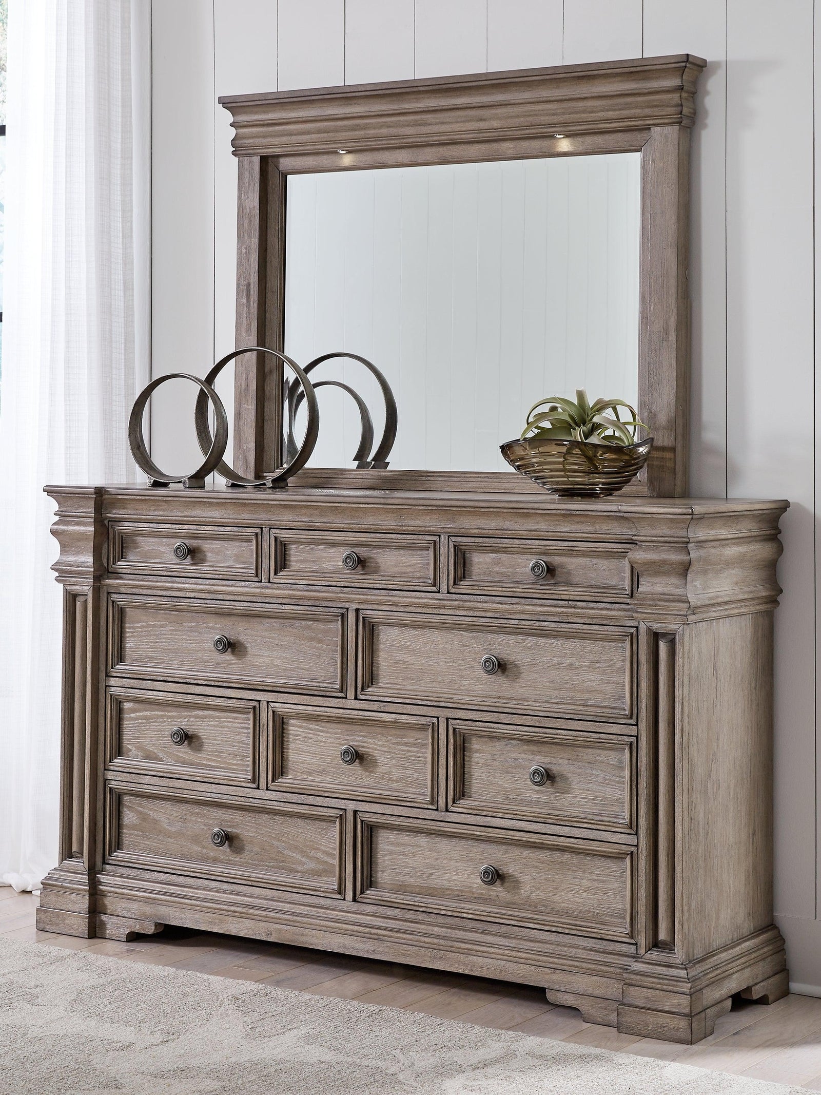 Blairhurst Light Grayish Brown Dresser and Mirror - Ella Furniture