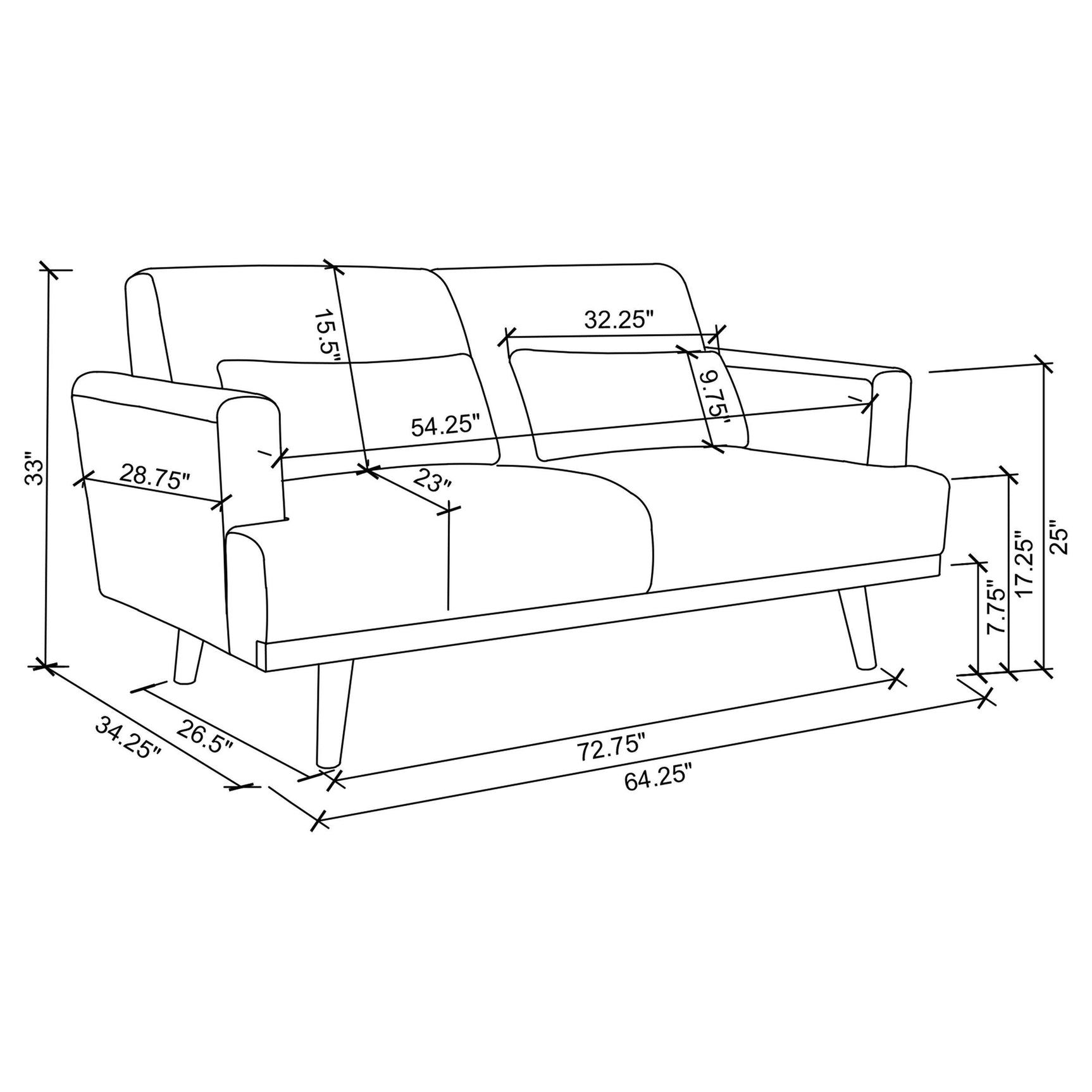 BLAKE Blake 3-piece Upholstered Track Arm Sofa Set Sharkskin 511121-S3 - Ella Furniture