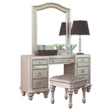 BLING GAME COLLECTION Bling Game 9-drawer Vanity Set with Stool Metallic Platinum 204187-S3 - Ella Furniture