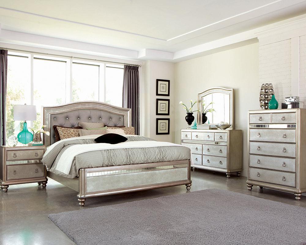 Bling Game Metallic Platinum Panel Bedroom Set - Ella Furniture