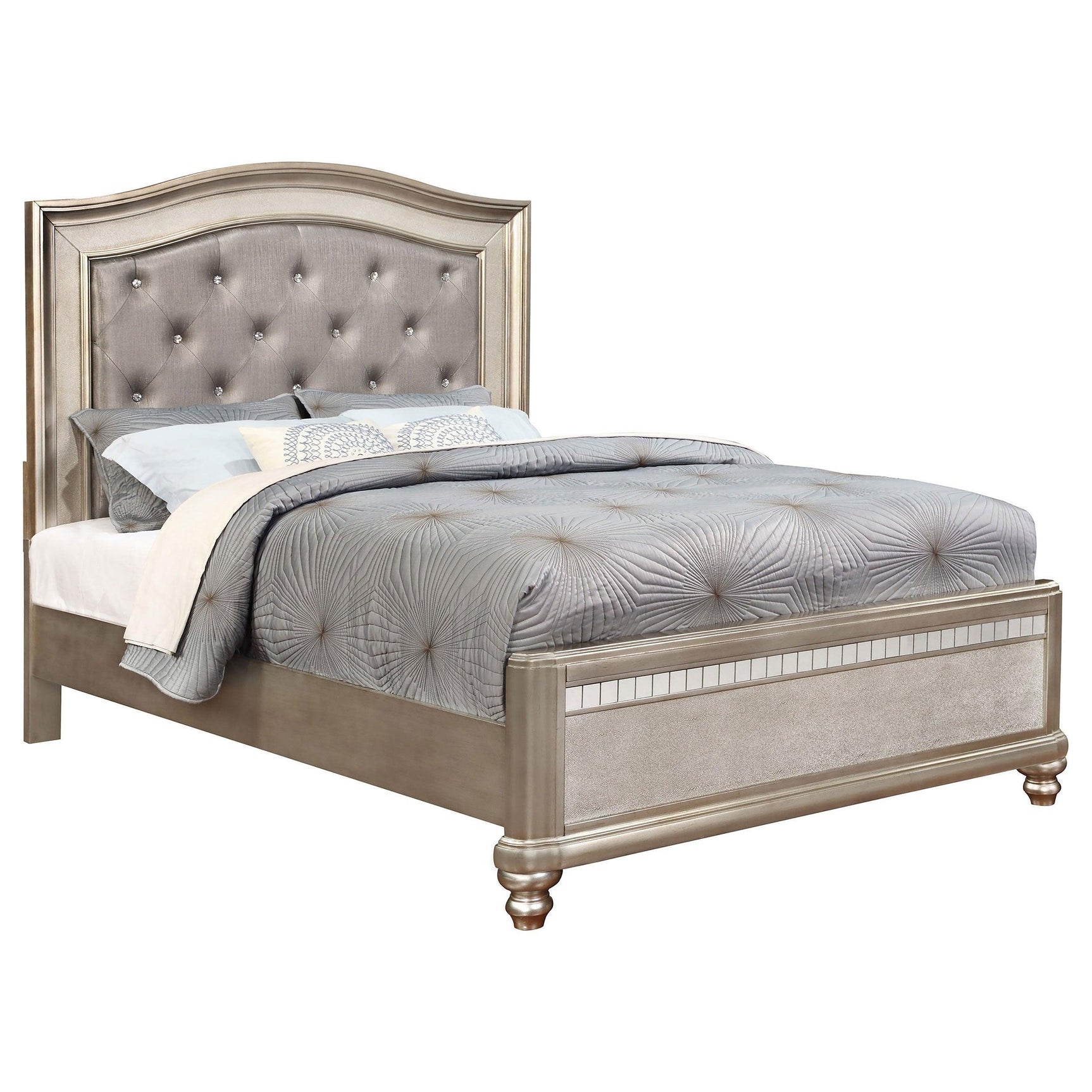 Bling Game Metallic Platinum Panel Bedroom Set - Ella Furniture