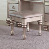 Bling Game Upholstered Vanity Stool Metallic Platinum - Ella Furniture