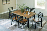 Blondon Brown/black Dining Table And 6 Chairs (Set Of 7) - Ella Furniture