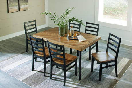 Blondon Brown/black Dining Table And 6 Chairs (Set Of 7) - Ella Furniture