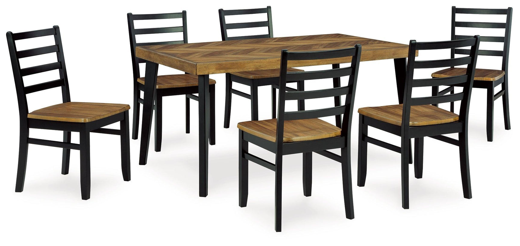 Blondon Brown/black Dining Table And 6 Chairs (Set Of 7) - Ella Furniture