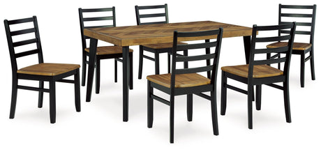 Blondon Brown/black Dining Table And 6 Chairs (Set Of 7) - Ella Furniture