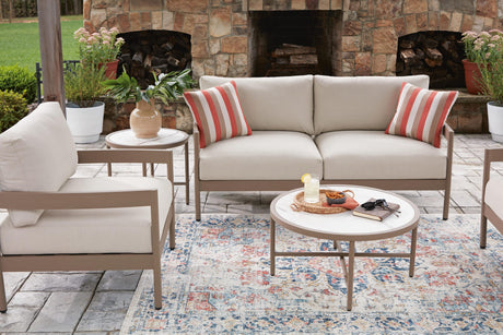 Bluff Trail Beige Outdoor Love/Chairs/Tables Set (Set of 5) from Ella Furniture