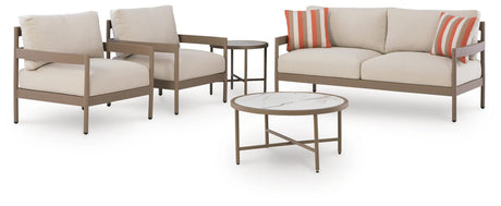 Bluff Trail Beige Outdoor Love/Chairs/Tables Set (Set of 5) view 5