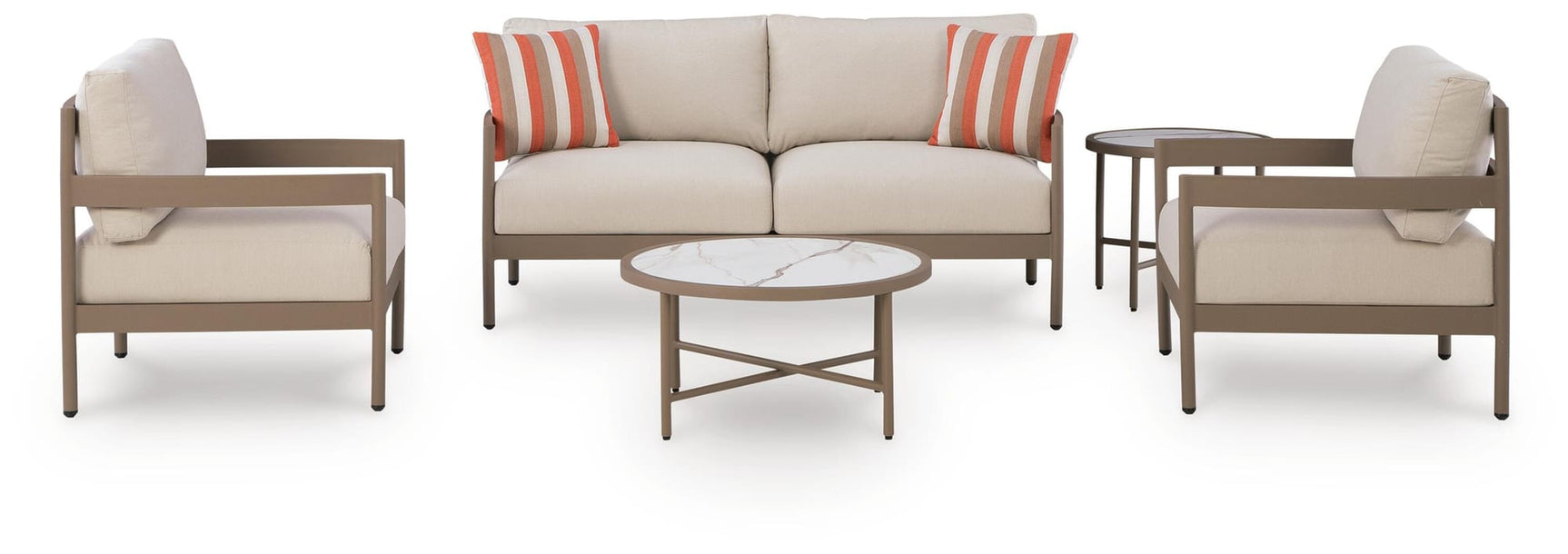 Bluff Trail Beige Outdoor Love/Chairs/Tables Set (Set of 5) view 6