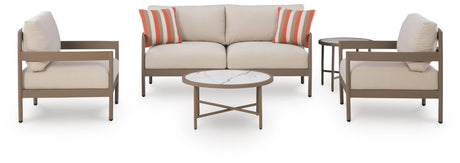 Bluff Trail Beige Outdoor Love/Chairs/Tables Set (Set of 5) view 6