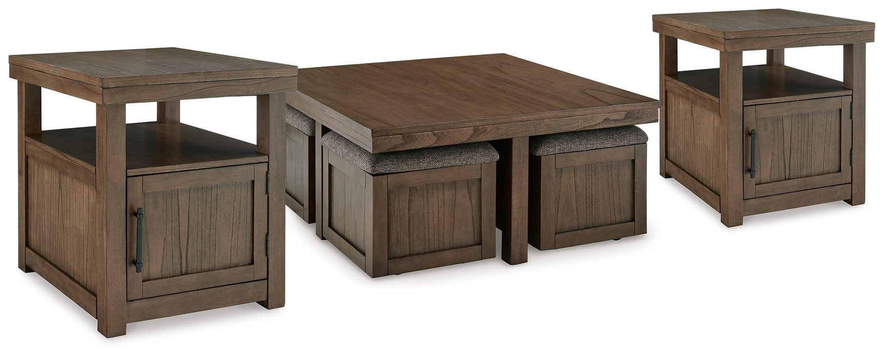 Boardernest Brown Coffee Table With 2 End Tables - Ella Furniture