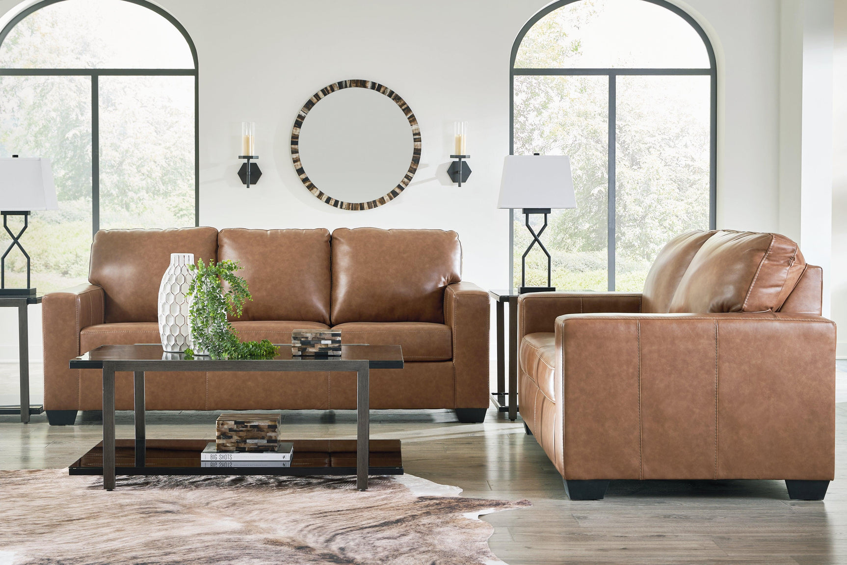 Bolsena Caramel Sofa And Loveseat - Ella Furniture