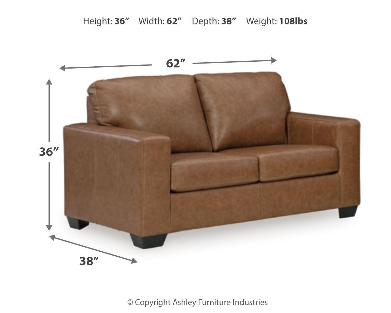 Bolsena Caramel Sofa, Loveseat And Recliner - Ella Furniture