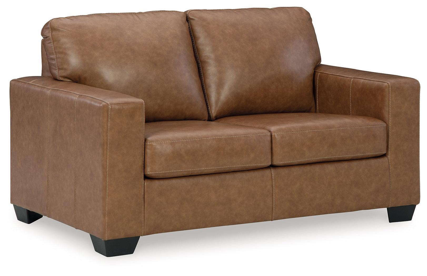 Bolsena Caramel Sofa, Loveseat And Recliner - Ella Furniture