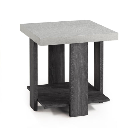 Boris White/Gray Modern Contemporary Solid Wood And Veneers Cocktail Coffee Table - Ella Furniture