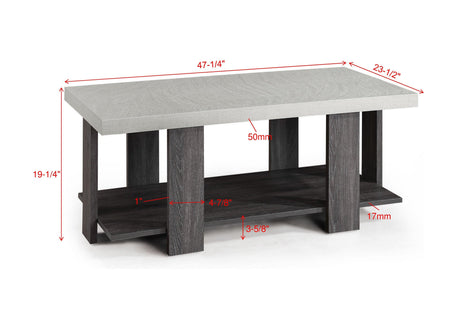 Boris White/Gray Modern Contemporary Solid Wood And Veneers Cocktail Coffee Table - Ella Furniture
