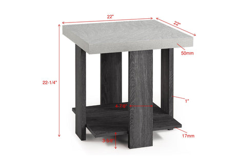 Boris White/Gray Modern Contemporary Solid Wood And Veneers Cocktail Coffee Table - Ella Furniture