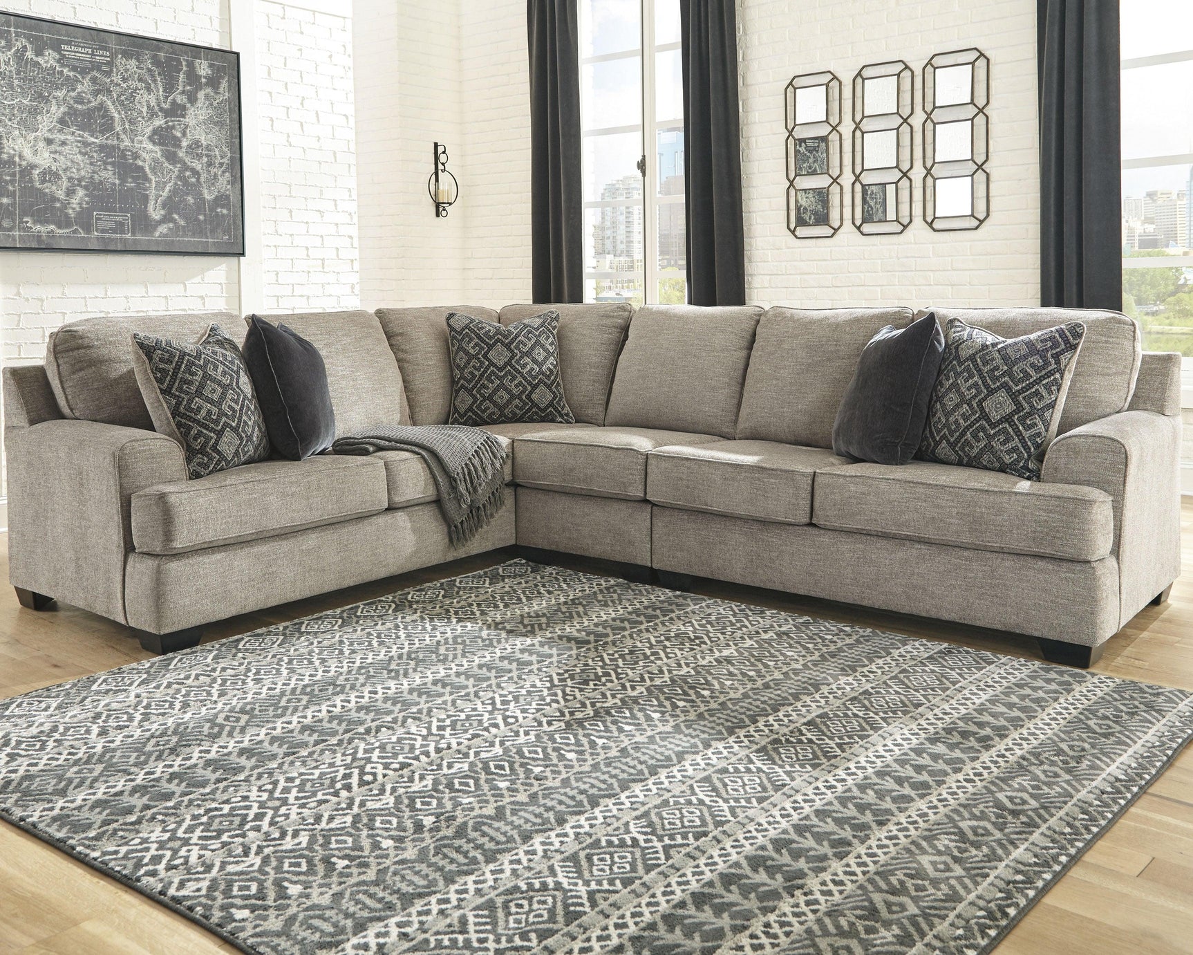 Bovarian Stone 3-Piece Sectional With Ottoman PKG001482 - 5610311 | 56103S4 - Ella Furniture