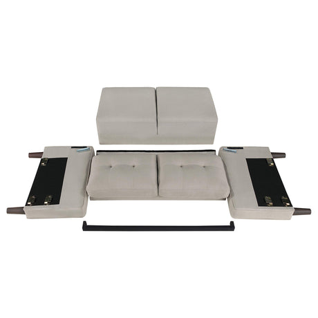 Bowen 2-piece Upholstered Track Arm Tufted Sofa Set Beige 506785-S2 - Ella Furniture