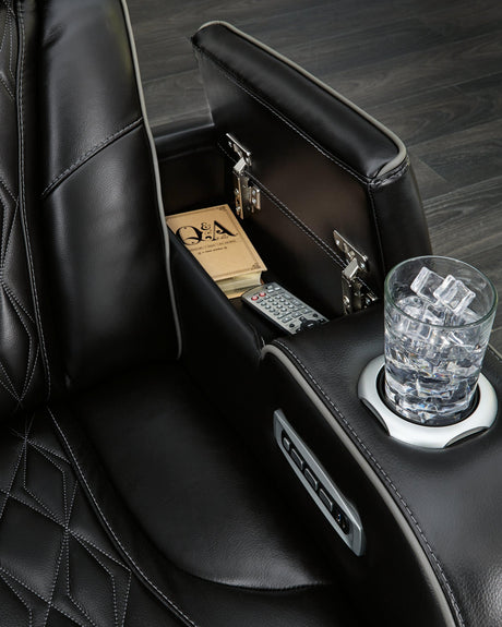 Boyington Black Leather Power Recliner - Ella Furniture