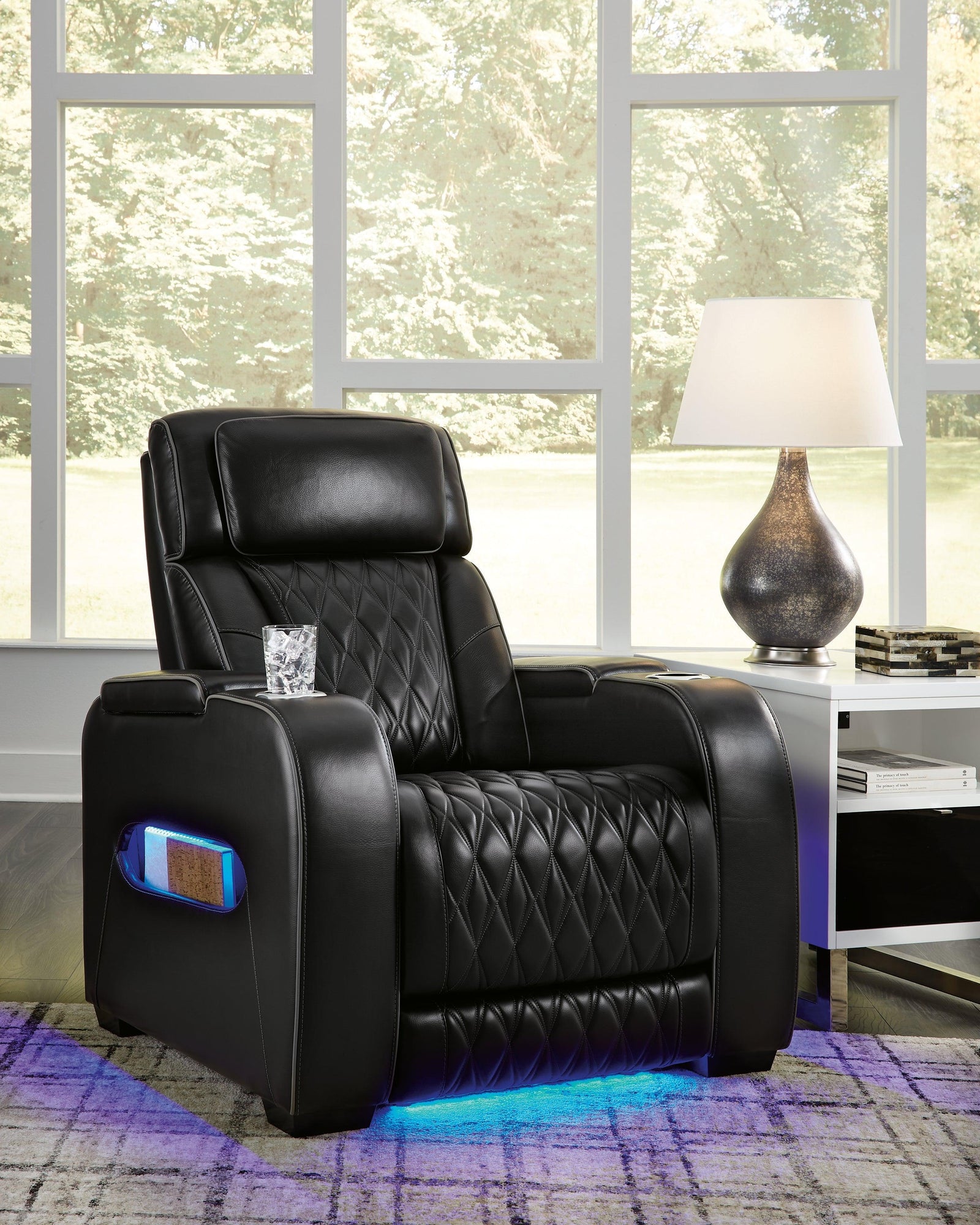 Boyington Black Leather Power Recliner - Ella Furniture