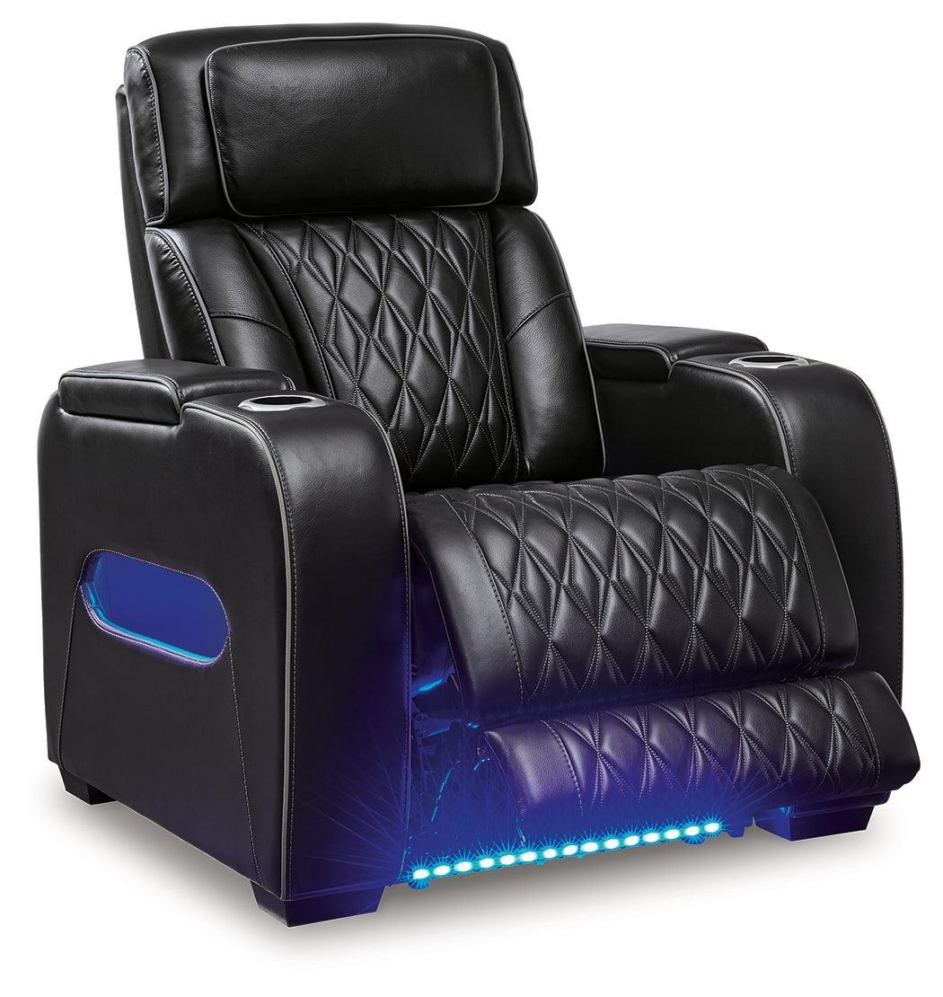 Boyington Black Leather Power Recliner - Ella Furniture