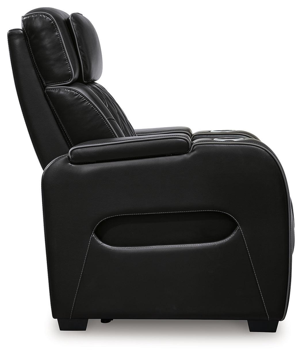 Boyington Black Leather Power Recliner - Ella Furniture