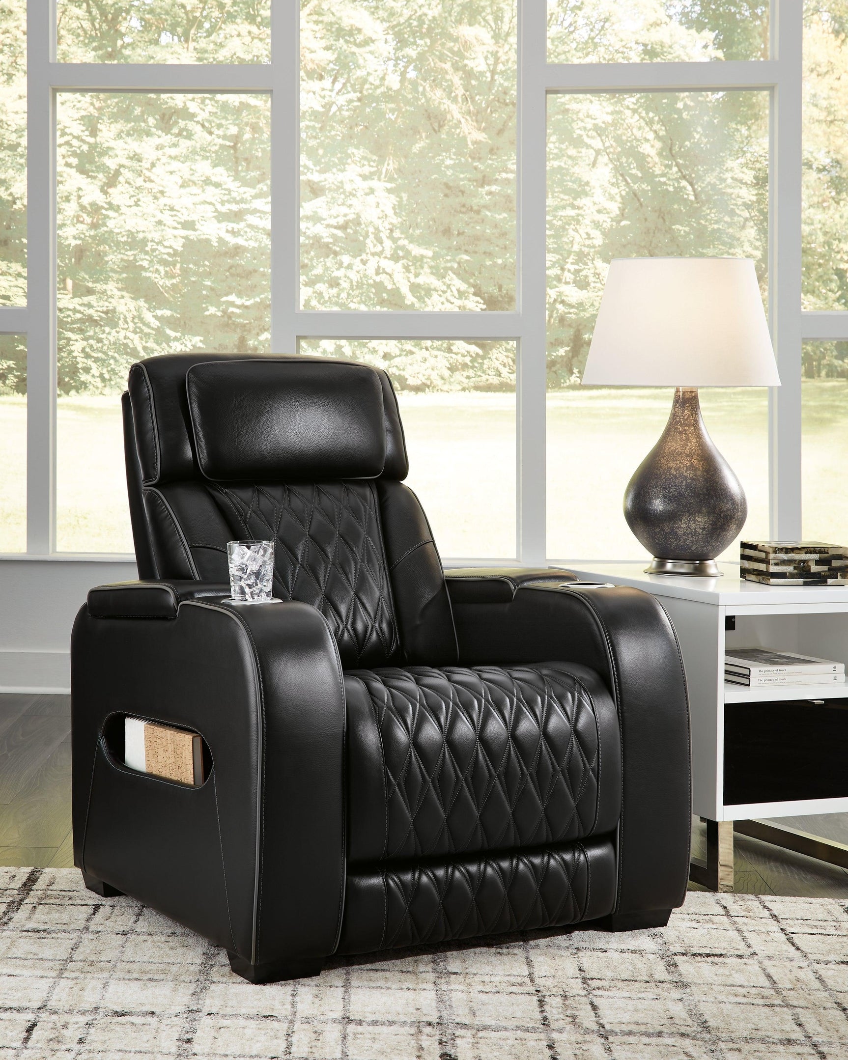 Boyington Black Leather Power Recliner - Ella Furniture