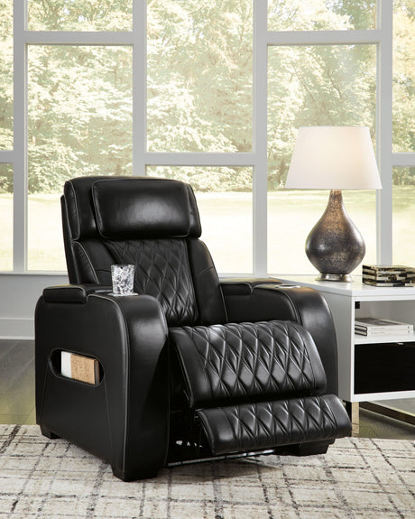 Boyington Black Leather Power Recliner - Ella Furniture