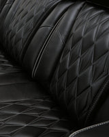 Boyington Black Leather Power Reclining Loveseat With Console - Ella Furniture