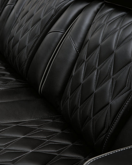 Boyington Black Leather Power Reclining Loveseat With Console - Ella Furniture