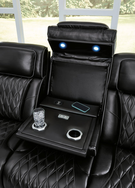 Boyington Black Leather Power Reclining Sofa - Ella Furniture