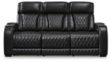Boyington Black Leather Power Reclining Sofa - Ella Furniture