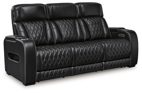 Boyington Black Leather Power Reclining Sofa - Ella Furniture